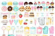 Bakery Watercolor Clipart, an Illustration by Natalya_Mona_Art (Thumbnail 2 of 8)