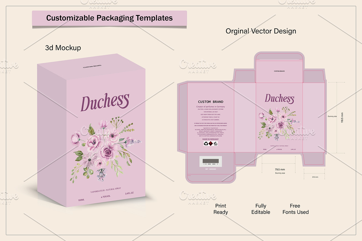 Perfume Packaging Box Design die cut, a Graphic by sumonuix (Photo 1 of 4)