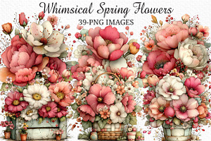 Whimsical Spring Flowers Clipart, an Illustration by Craft Nest