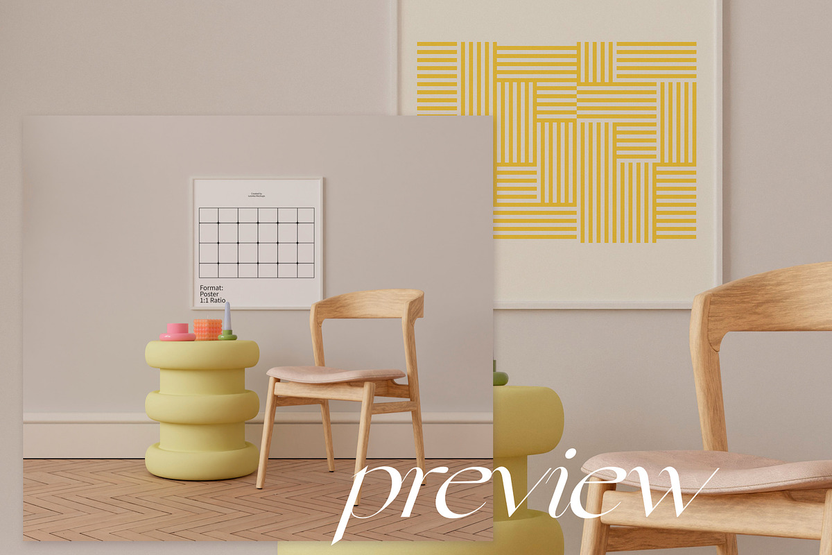 Artwork Frame Mockups Square Ratio, a Household Mockup by Bonumo (Photo 7 of 10)