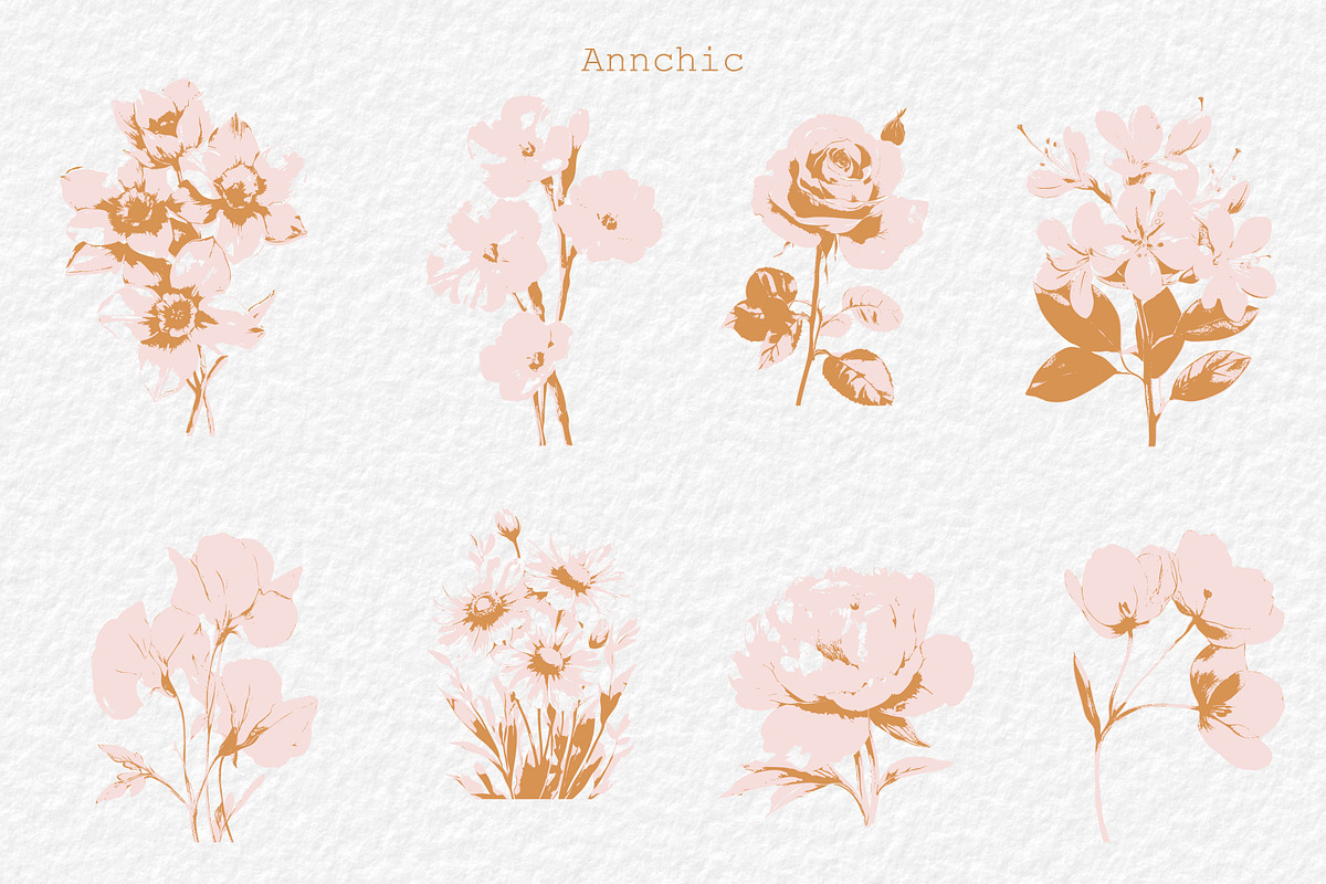 Flower clipart retro cottagecore set, an Object Graphic by Anna Sokol (Photo 2 of 10)