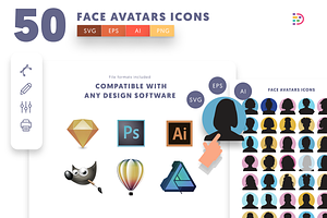 50 Face Avatars Icons