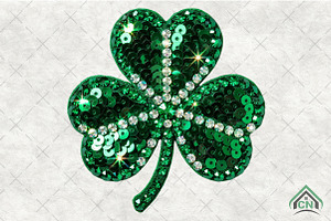 Green Sequin Shamrock PNG, an Illustration by Craft Nest