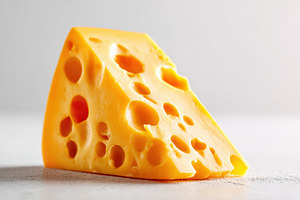 Piece of fresh cheese on grey background, a Food & Drink Photo by AlyaAnd