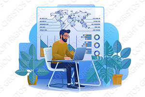 Man Analysis Laptop Business Job, a Person Illustration by Christos Georghiou