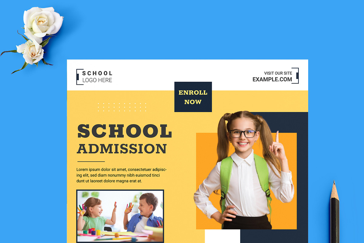 School Admission Flyer Template, a Flyer Template by MightyDesign (Photo 4 of 8)