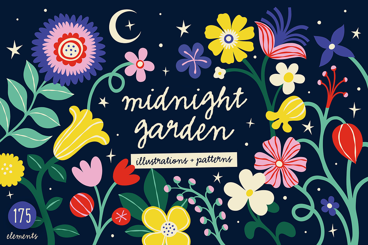 Midnight Garden Graphic Collection, a Pattern Graphic by rouxsupplyco (Photo 1 of 12)