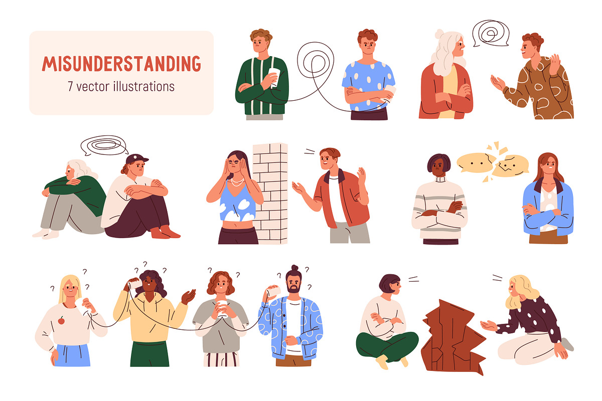 People having misunderstanding set, a Person Illustration by Good Studio (Photo 1 of 8)