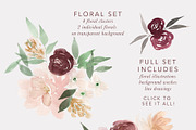 Burgundy, Blush, & Navy Floral Set, an Illustration by One and Only Paper (Thumbnail 2 of 7)