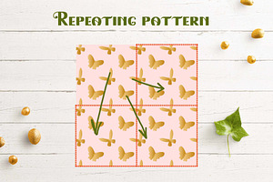 Pink & Gold Butterfly Digital Paper