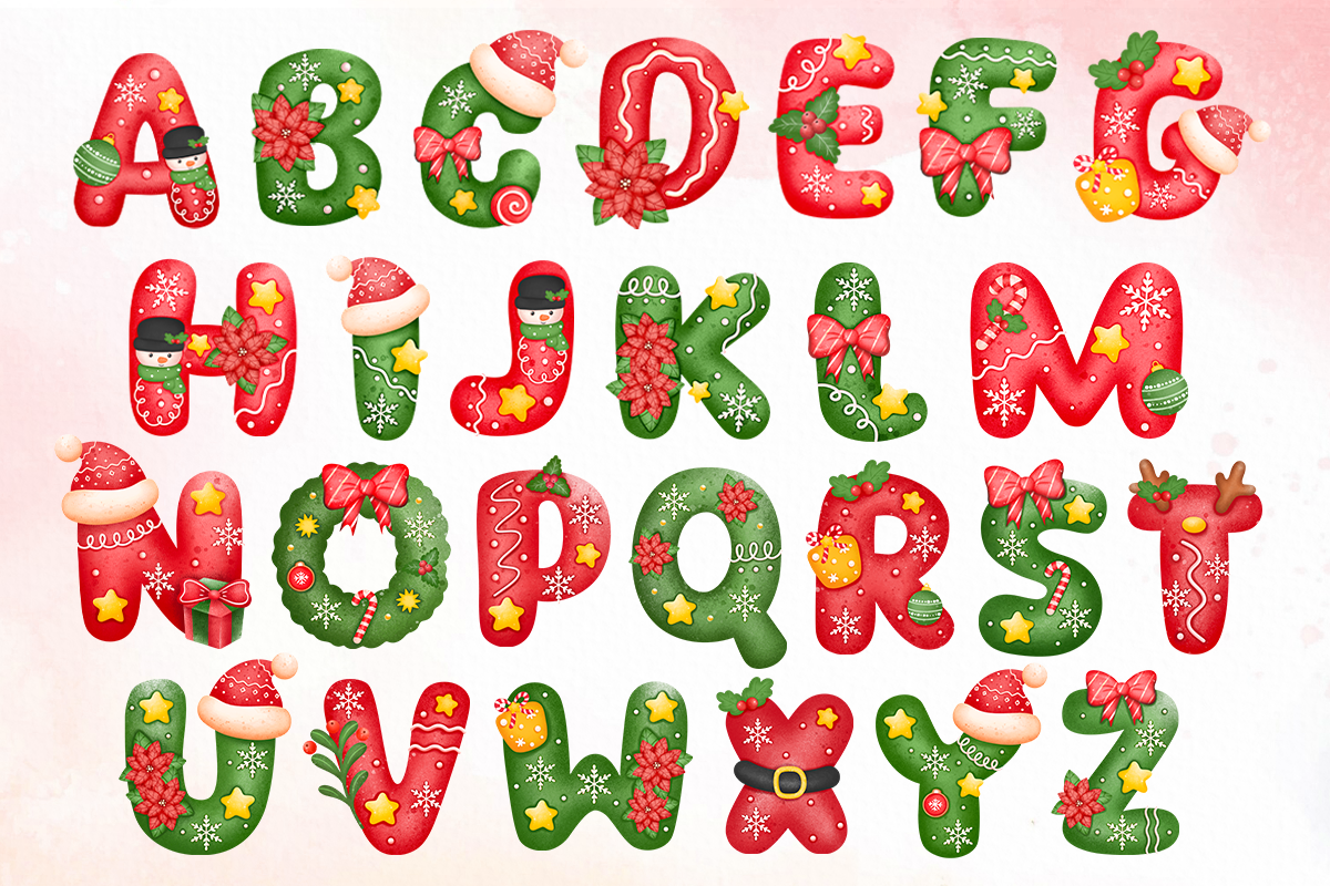 Watercolor Merry Christmas Alphabet, a Seasonal Illustration by LemonDesign (Photo 2 of 2)