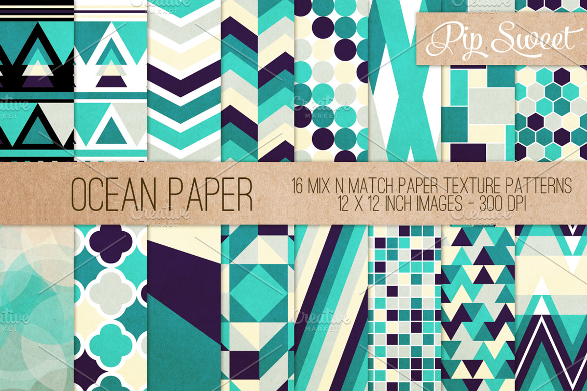 Ocean Paper 16 Pattern Set, a Pattern Graphic by Pip Sweet