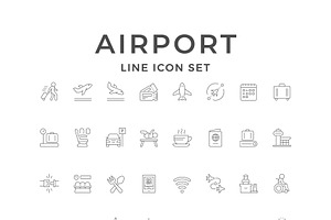 Set Line Icons of Airport, an Outline Icon by motorama