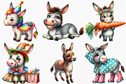 Watercolor Funny Donkey Clipart, an Illustration by Canvas Craft (Thumbnail 3 of 7)