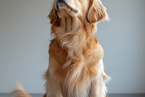 Golden Retriever Dog Sitting Indoors, an Animal Photo by Pixeness Studio