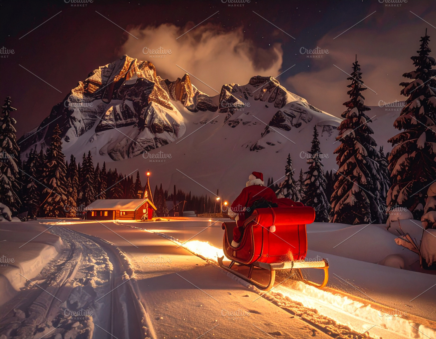 Santa Claus traveling through winter weather, a Holiday Photo by DanFLCreativo