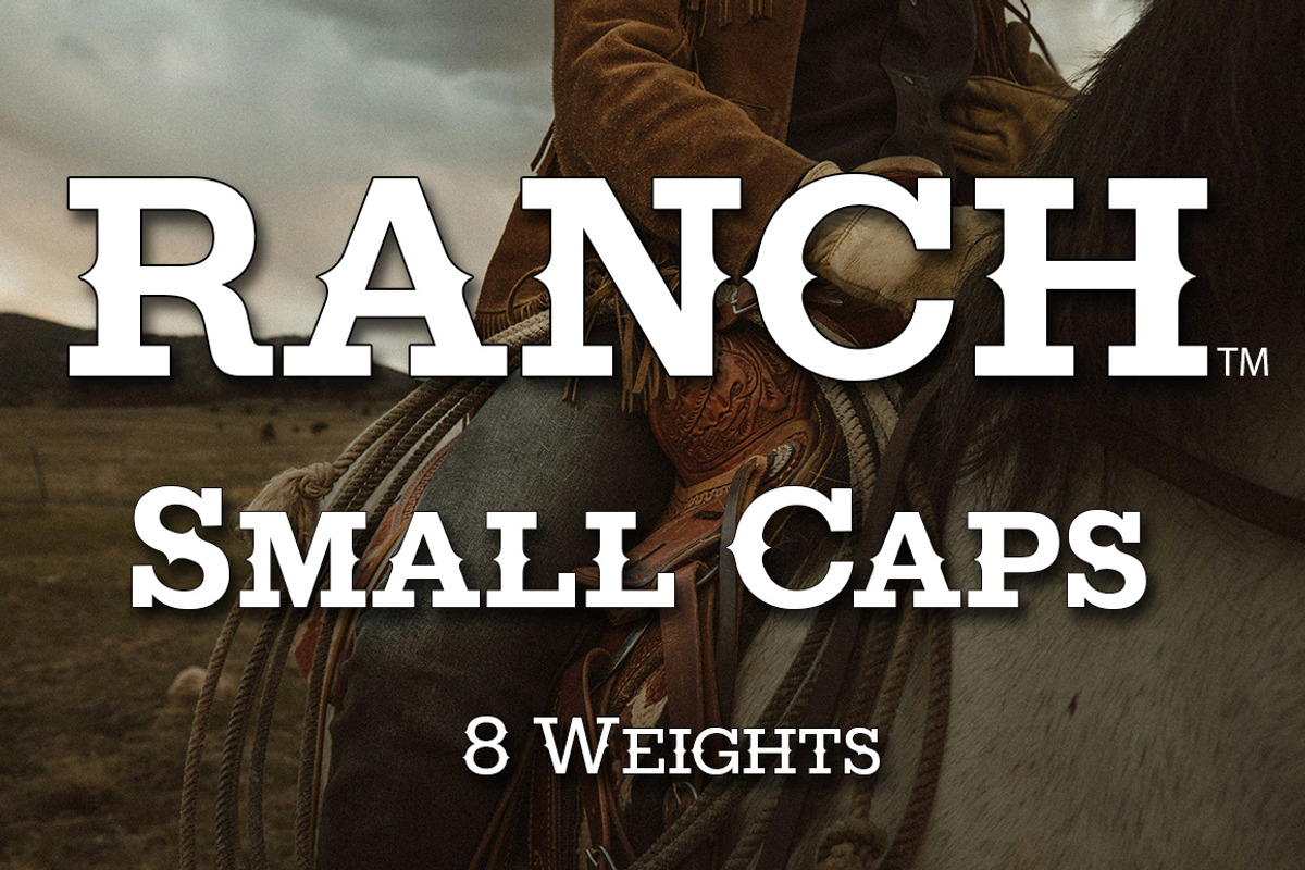 Ranch SC font family, a Slab Serif Font by FontMesa (Photo 1 of 6)