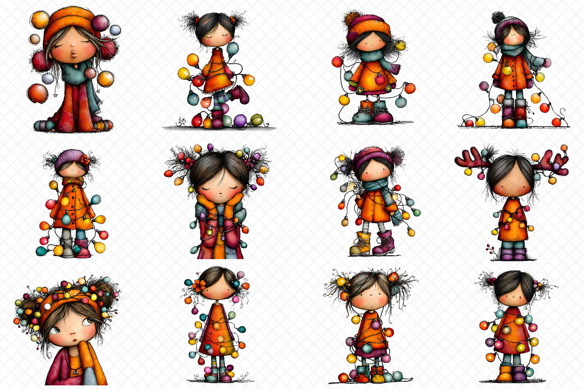 Whimsical Girl Art Cute Christmas Li, an Illustration by cherrydesign (Photo 3 of 3)