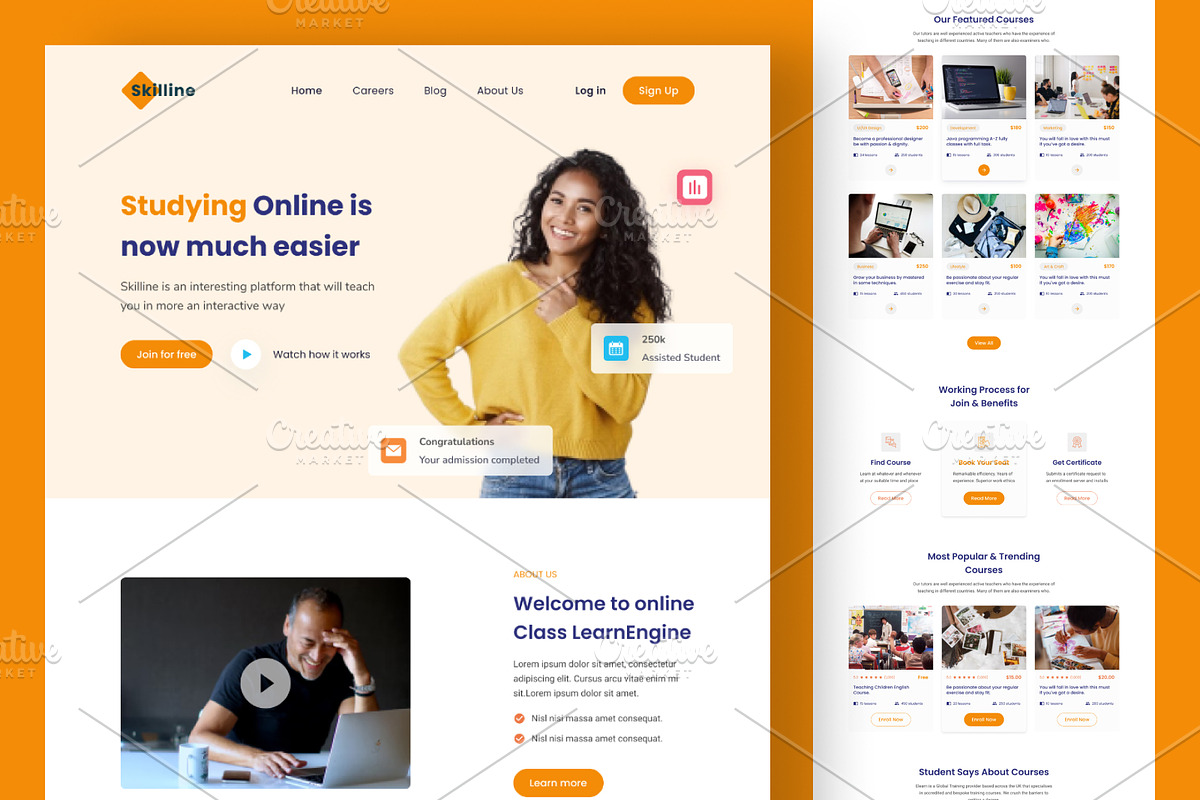 E-learning website template, a Landing Page Template by uiwarrior (Photo 1 of 2)