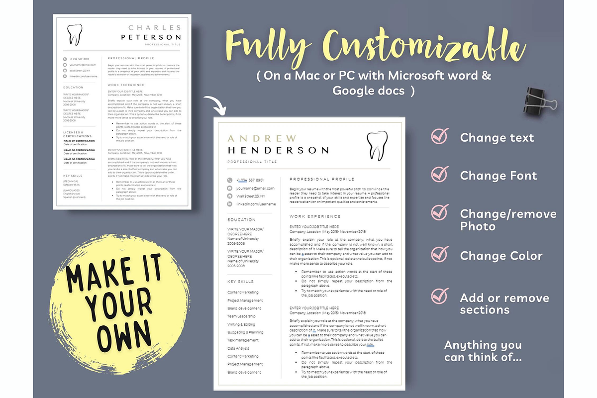 Dental resume, Dentist cv template, a Resume Template by Climbwithelevator (Photo 5 of 6)