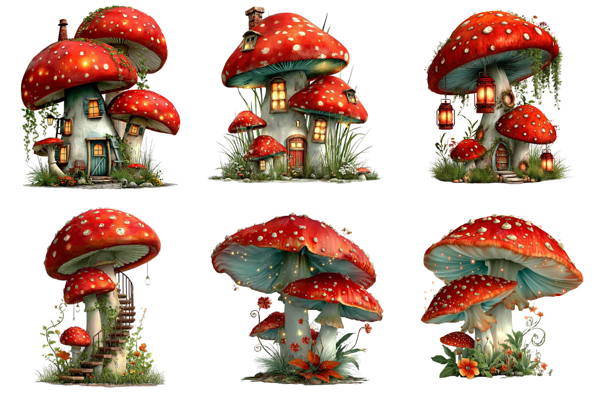 Whimsical Forest Mushroom Clipart, an Illustration by DreamArtGraphic (Photo 2 of 5)