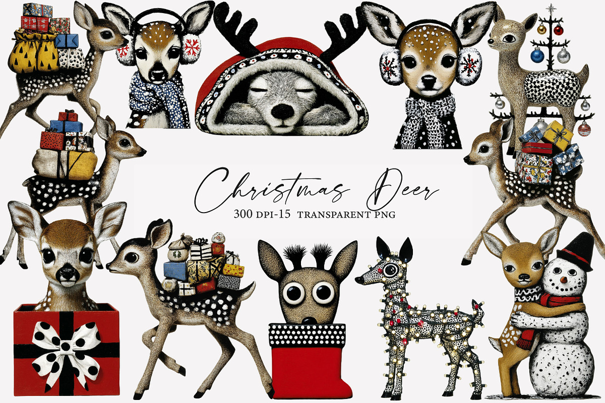 Christmas Deer Clipart, an Illustration by Designworld (Photo 1 of 6)
