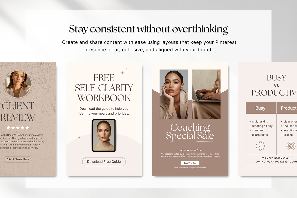 Coach Pinterest Pin Templates Canva, a Social Media Template by DigiPax (Photo 4 of 11)