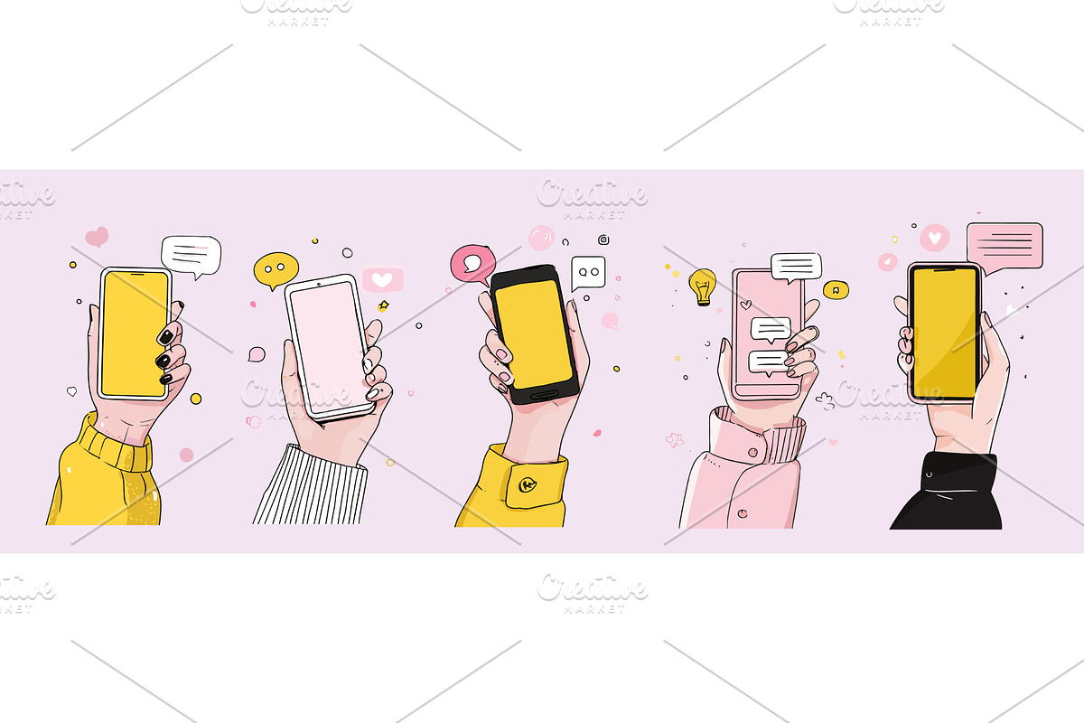 Hand smartphone social media. Female, a Technology Illustration by Stock-Smart-Start