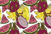 Botanical tropical fruits maximalist, a Pattern Graphic by NayaChu (Thumbnail 2 of 9)