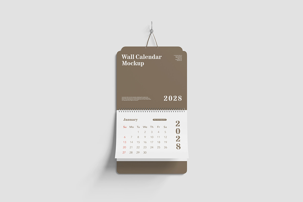 Modern Wall Calendar Mockup, an Advertising Mockup by Indah (Photo 5 of 6)