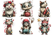 Whimsical Cat Clipart, an Illustration by Pixels.Craft (Thumbnail 4 of 5)