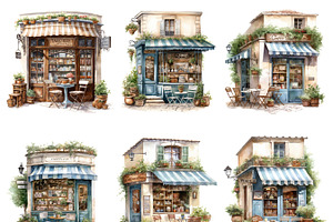 Watercolor French Cafe Clipart