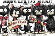 Whimsical Easter Black Cat Clipart, an Illustration by OK Design (Thumbnail 1 of 6)