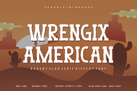 Wrengix American - Western Font, a Slab Serif Font by Iqsiart Studio