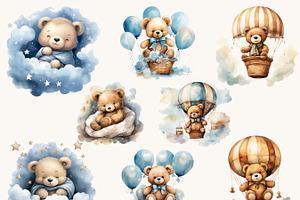 Watercolor Cute Teddy Bear Clipart