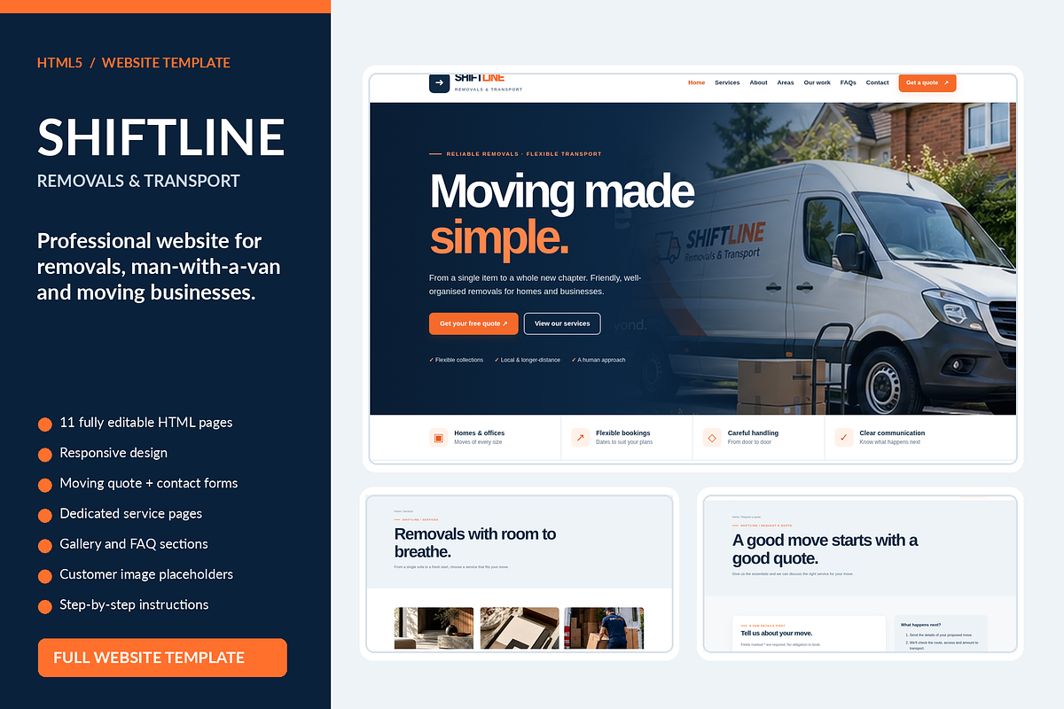 SHIFTLINE - Removals HTML Template, a HTML Template by Darweish Designs (Photo 1 of 7)