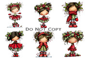Cute Holly Girl Clipart, an Illustration by Craft Nest (Thumbnail 7 of 8)