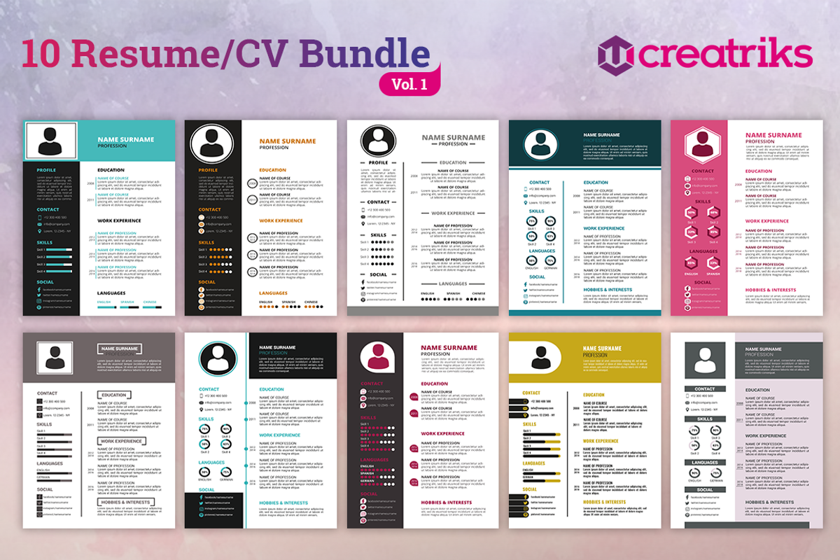 Resume/CV Bundle, a Resume Template by Creatricks