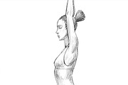 Sketchy yoga poses illustration set, an Illustration by RasterBird (Thumbnail 11 of 12)