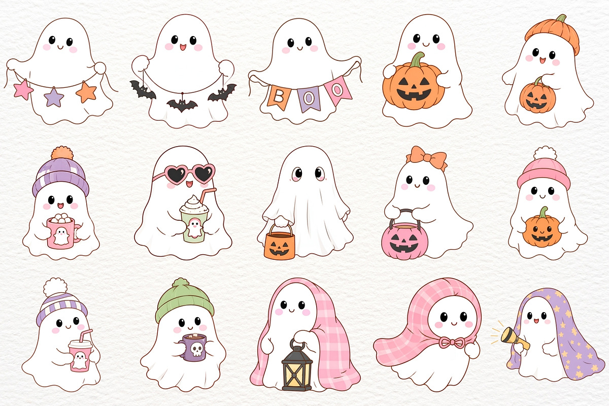 Halloween Ghost Clipart Spooky Boo, a Seasonal Illustration by SugarCloudStudioArt (Photo 3 of 6)