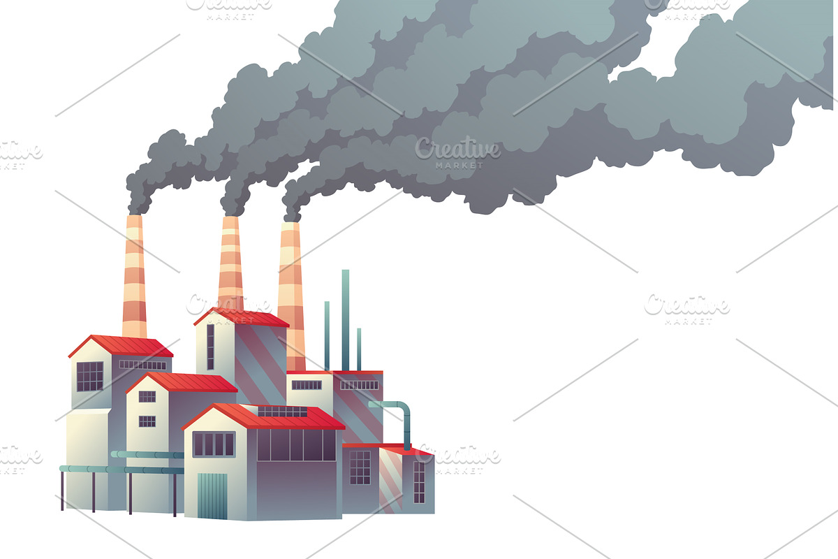 Pollution factory, plant pipes, an Illustration by Things for designers