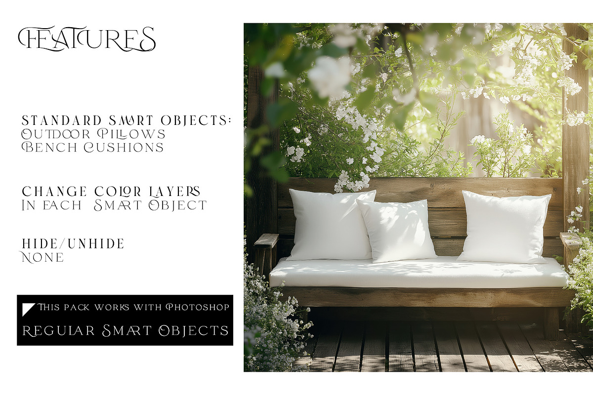 Outdoor Pillows & Bench Cushions, a Mockup by mock-ups (Photo 3 of 14)