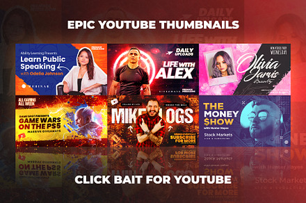 Epic Youtube Thumbnail Templates Set, a Social Media Template by PremadePixels.com