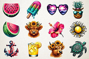 Watercolor Fun Summer Clipart Bundle, an Illustration by RobertsArt (Thumbnail 3 of 5)