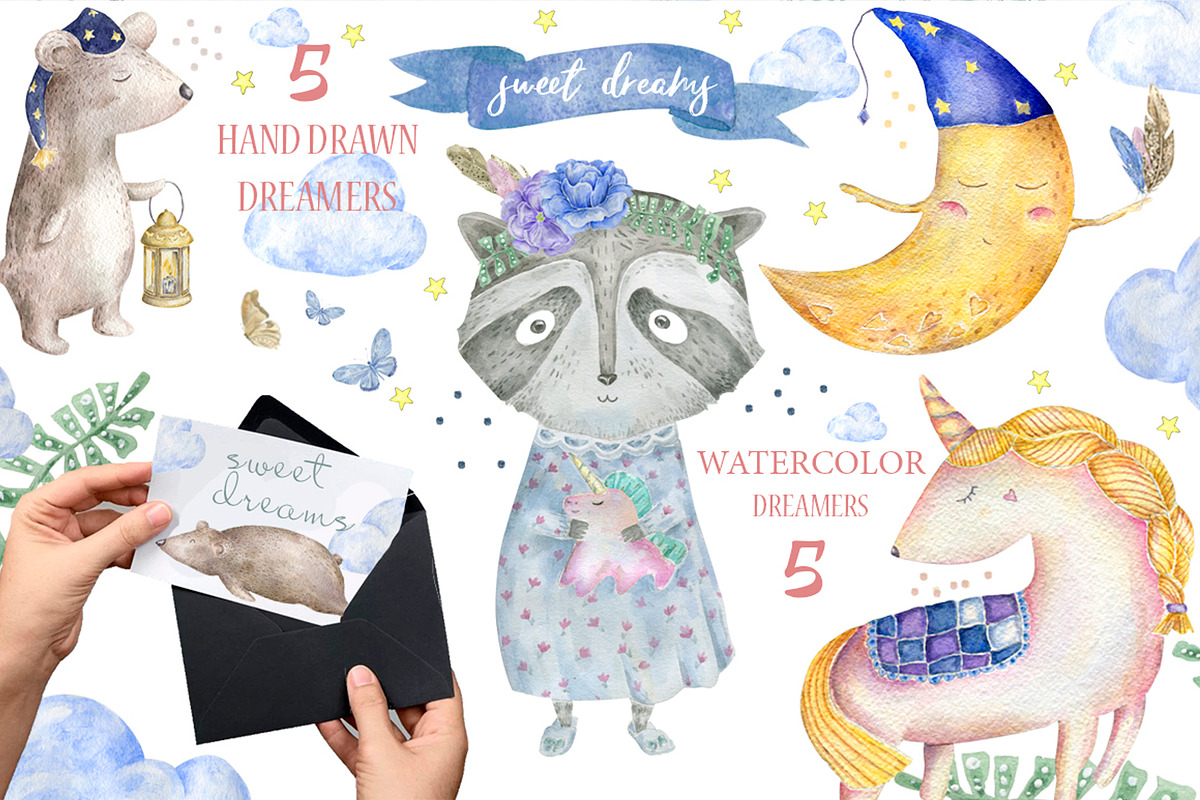 Baby Dreams Watercolor cute animals, an Animal Illustration by Ann Art Houze (Photo 2 of 8)