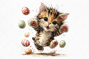 Whimsical Easter Kitten Clipart, an Illustration by Craft Nest (Thumbnail 10 of 11)