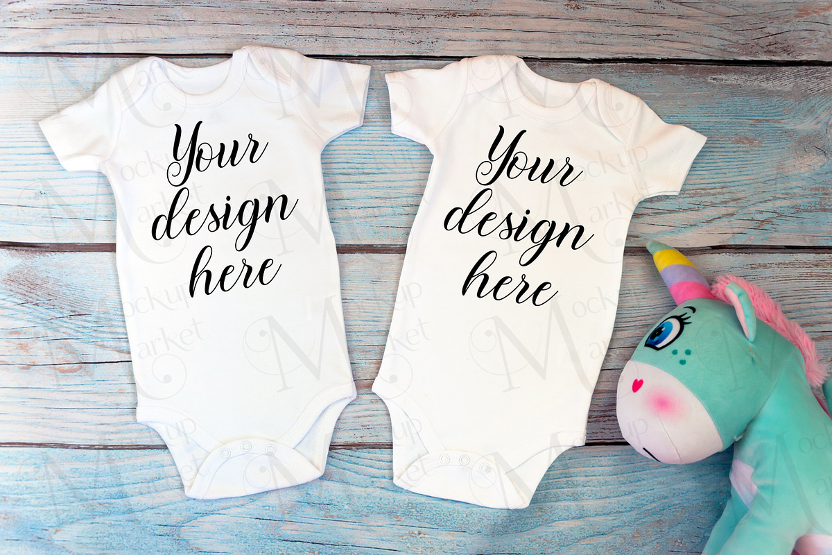 12 twin baby bodysuit Mockup Bundle., a Print Template by MockupMarket (Photo 11 of 13)