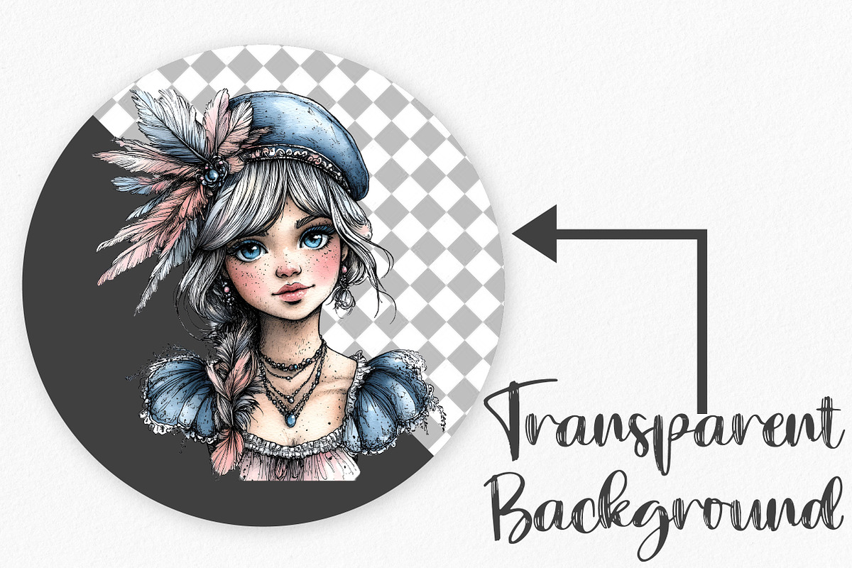 Watercolor Retro Girls Clipart, an Illustration by Canvas Craft (Photo 2 of 7)