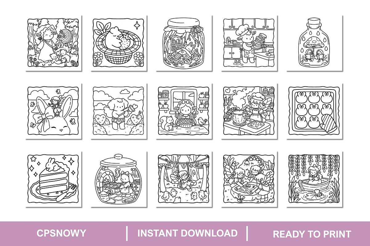 Cute&Cozy Bundle Coloring Pages, an Object Graphic by CpSnowy (Photo 2 of 4)