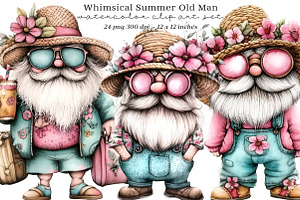 Whimsical summer old man clipart, an Illustration by SinaCreation